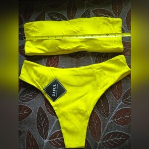 Zaful Yellow High-Waisted Bikini Set